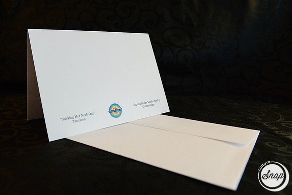 Sample open card, rear view